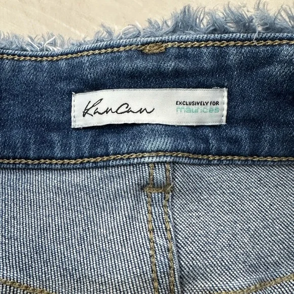 Maurices Blue High-Waisted Jean Shorts with Frayed Hem - Picture 4 of 6